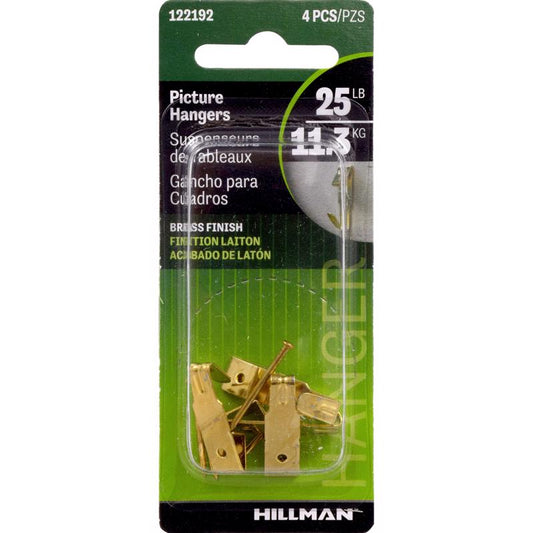HILLMAN Brass-Plated Gold Professional Picture Hanger 25 lb 4 pk