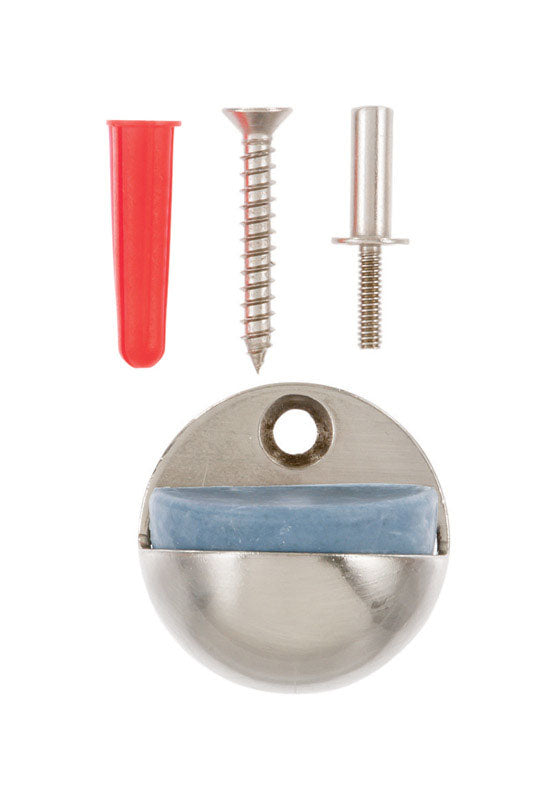 Ace 1-3/8 in. W Metal Satin Nickel Silver Door Stop Mounts to floor 1/4 in.