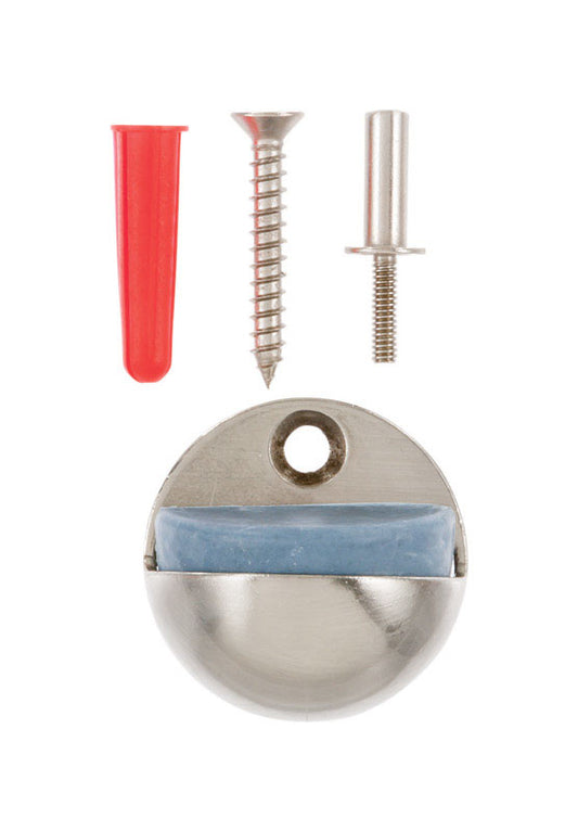 Ace 1-3/8 in. W Metal Satin Nickel Silver Door Stop Mounts to floor 1/4 in.