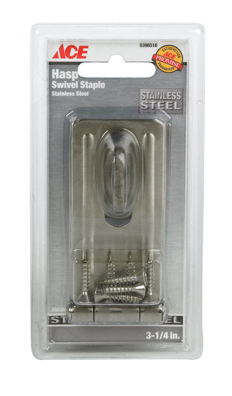 Ace Stainless Steel 3-1/4 in. L Swivel Staple Safety Hasp