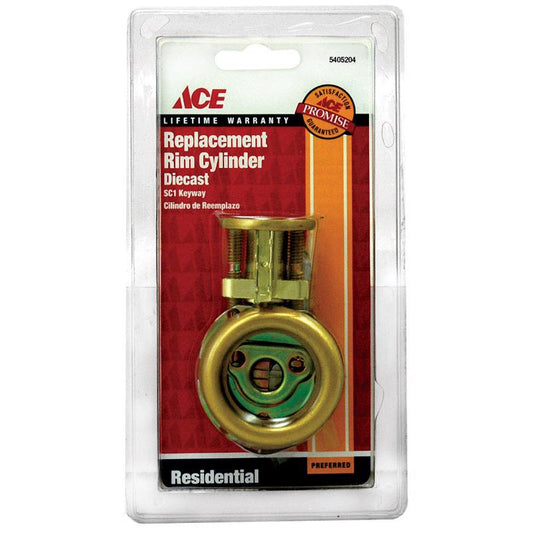 Ace SC1 Polished Brass Brass Rim Cylinder Keyed Differently