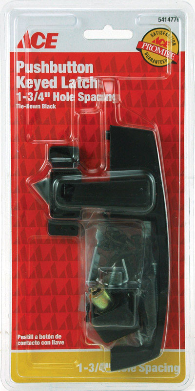 Ace Bare Black Steel Push Button Keyed Latch 1 pk