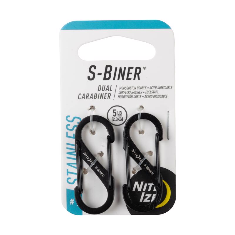 Nite Ize S-Biner 1.8 in. D Stainless Steel Black Carabiner Key Holder