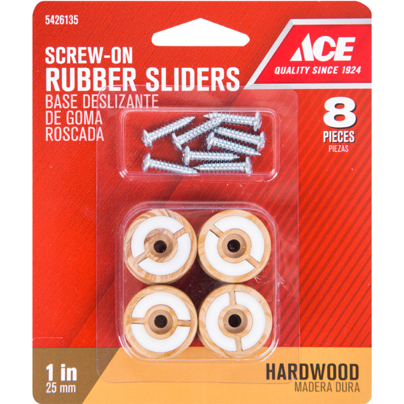 Ace Brown 1 in. Screw-On Plastic Sliders 8 pk