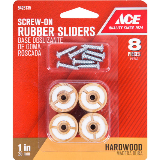 Ace Brown 1 in. Screw-On Plastic Sliders 8 pk