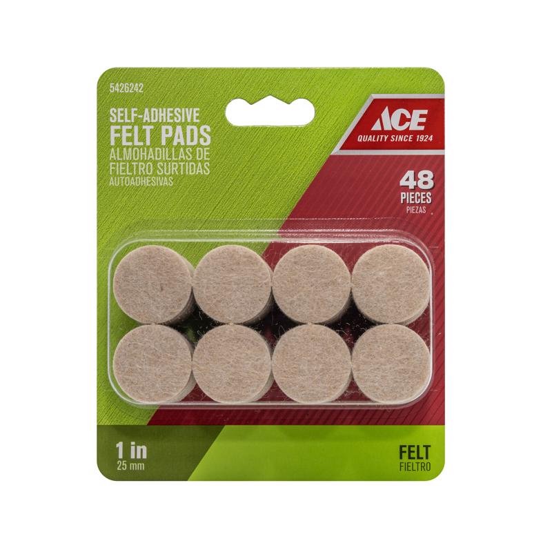 Ace Felt Self Adhesive Protective Pad Beige Round 1 in. W 48 pk