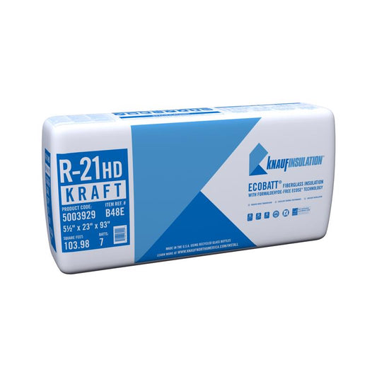 Knauf Eco Touch 23 in. W X 93 in. L X 5.5 in. 21 Kraft Faced Fiberglass Insulation Batt 103.98 sq ft