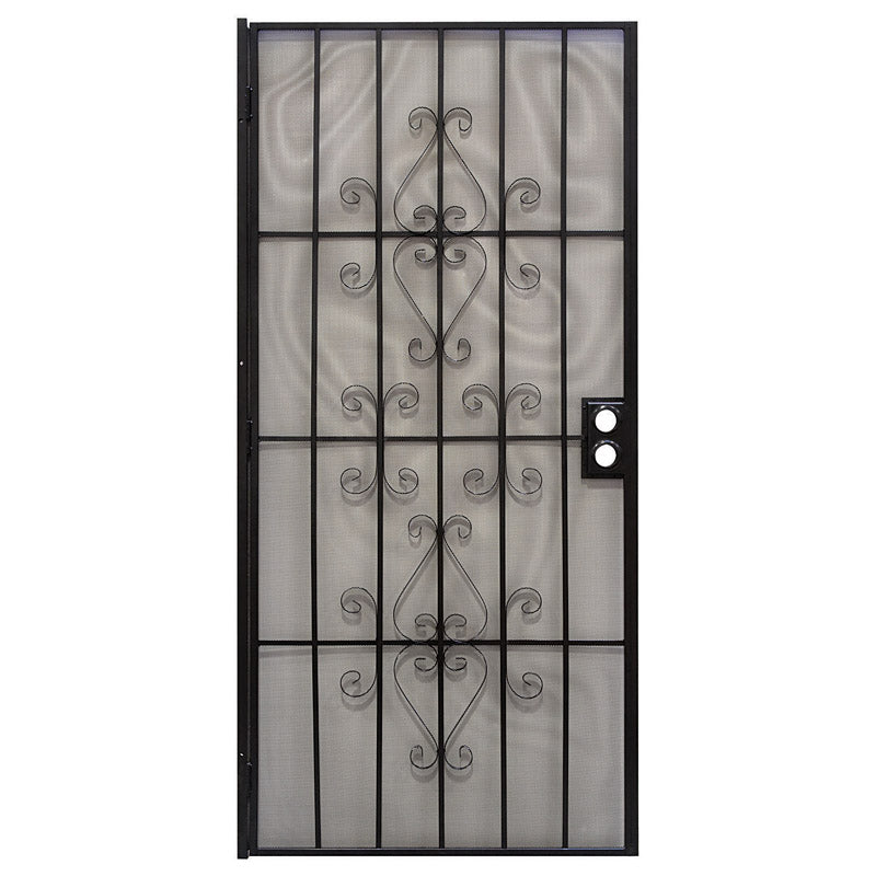 Precision 81-3/4 in. H X 36 in. W Orleans Black Steel Security Door