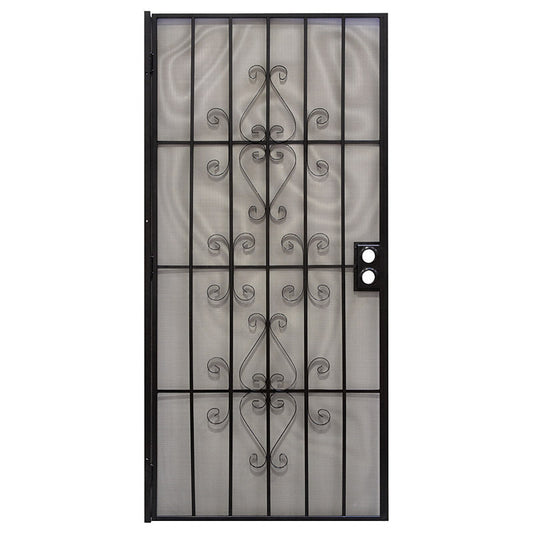 Precision 81-3/4 in. H X 36 in. W Orleans Black Steel Security Door