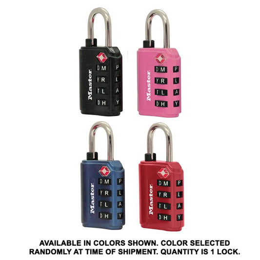 Master Lock 1-5/32 in. H X 1 3/8 in. W Steel 4-Dial Combination Luggage Lock