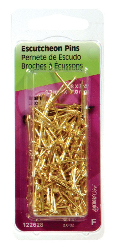 HILLMAN 18 Ga. X 3/4 in. L Brass Escutcheon Pins 1 pk 2 oz