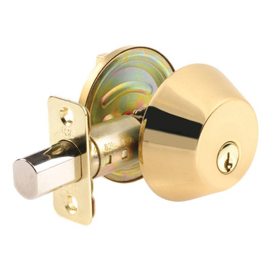 Ace Polished Brass Solid Brass Single Cylinder Deadbolt