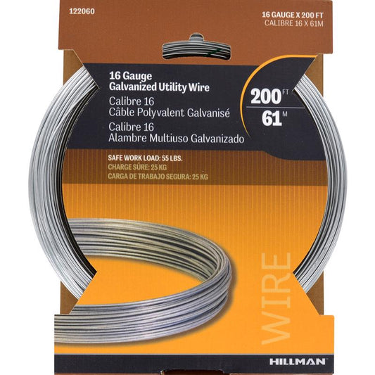 HILLMAN 200 ft. L Galvanized Steel 16 Ga. Wire