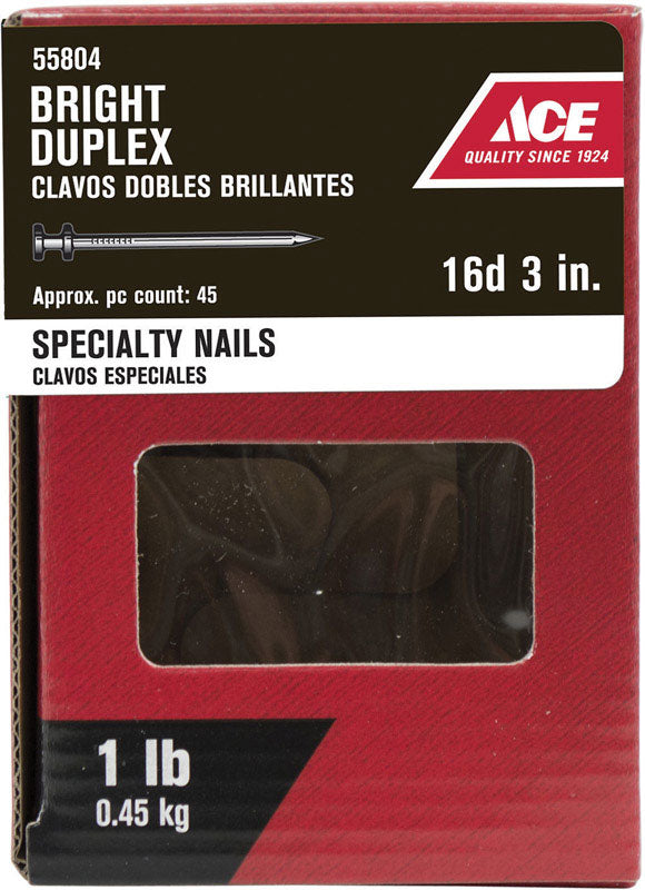 Ace 16D 3 in. Duplex Bright Steel Nail Double Head 1 lb