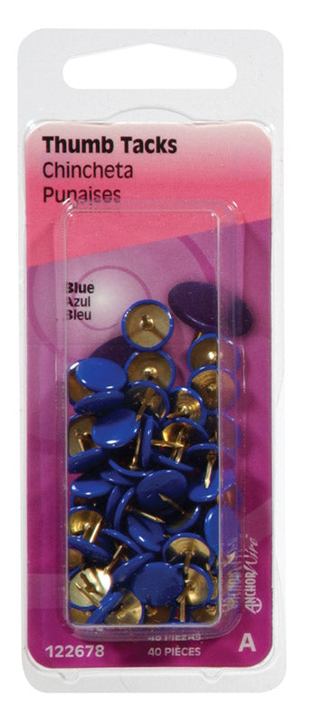 HILLMAN Blue Push Pins 40 pk
