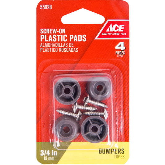 Ace Plastic Bumper Pad Brown Round 3/4 in. W 4 pk
