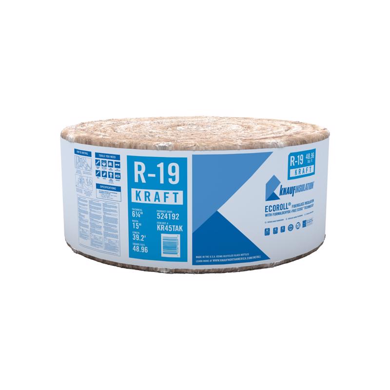 Knauf Next Gen 15 in. W X 39.2 ft. L X 6.25 in. R-19 Kraft Faced Fiberglass Insulation Roll 48.96 sq