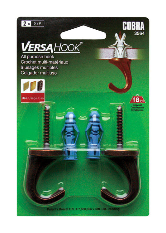 Cobra VersaHook Bronze Brown Self-Drilling All Purpose Hanger 20 lb 2 pk
