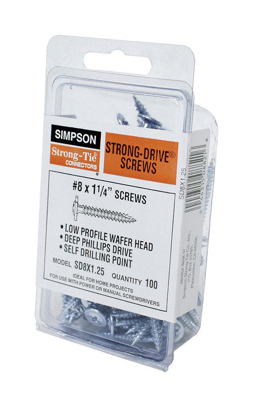 Simpson Strong-Tie No. 8 Sizes X 1-1/4 in. L Phillips Wafer Head Serrated Structural Screws