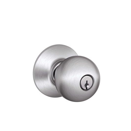 Schlage Orbit Satin Chrome Entry Door Knob 1-3/4 in.