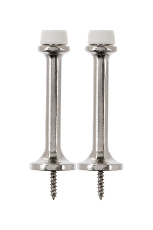 Ace Metal Satin Nickel Silver Rigid Door Stop Mounts to door and wall 1/8 in.