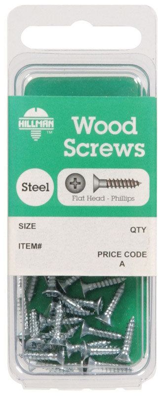 HILLMAN No. 4 X 1/2 in. L Phillips Zinc-Plated Coarse Wood Screws 30 pk
