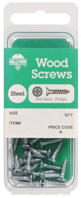 HILLMAN No. 4 X 3/4 in. L Phillips Zinc-Plated Coarse Wood Screws 25 pk