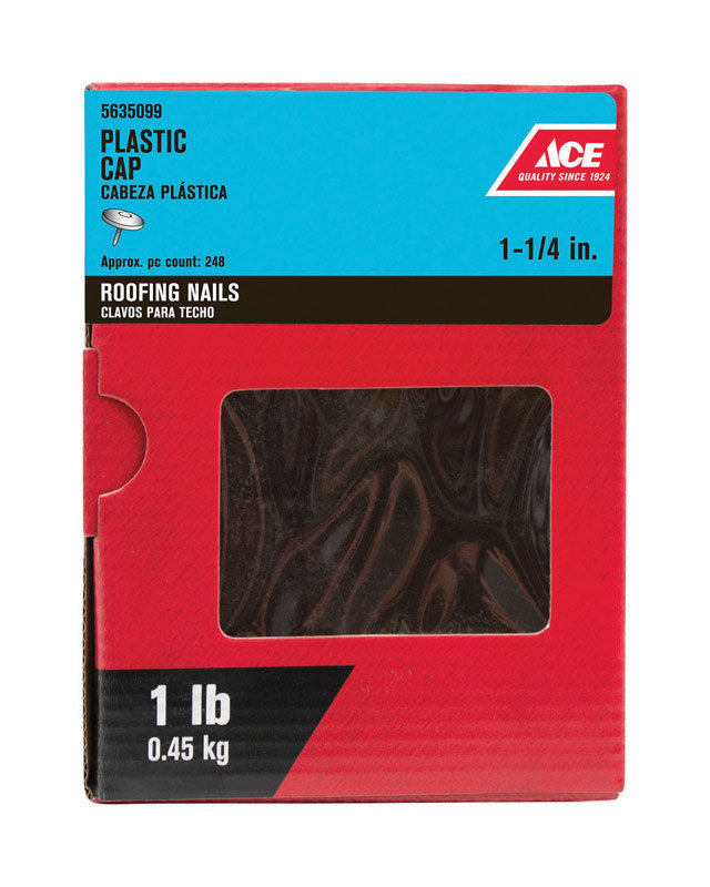 Ace 1-1/4 in. Cap Galvanized Plastic/Steel Nail Cap Flat Head