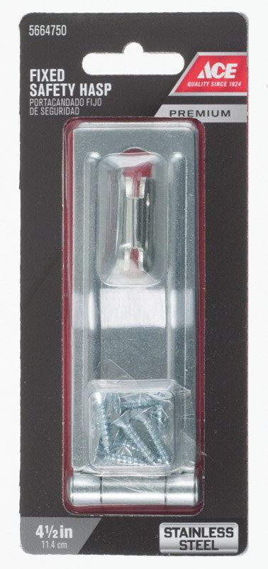 Ace Stainless Steel 4-1/2 in. L Fixed Staple Safety Hasp
