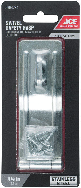 Ace Stainless Steel 4-1/2 in. L Swivel Staple Safety Hasp