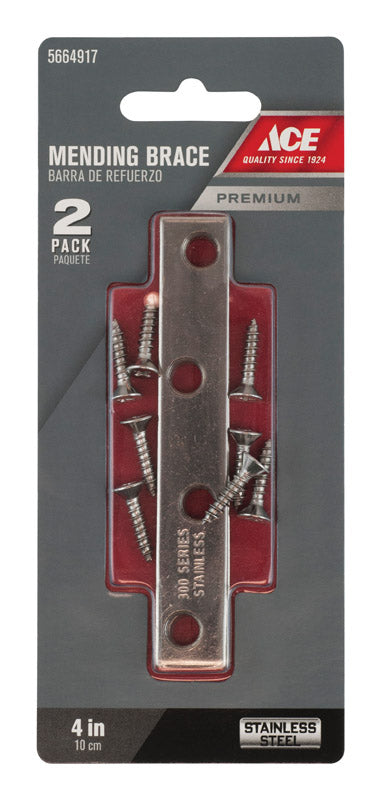 Ace 4 in. H X 0.625 in. W X .72 in. L Stainless Steel Mending Brace