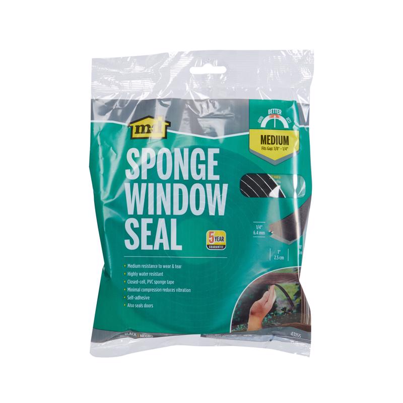 M-D BUILDING PRODUCTS Black PVC Weather Stripping Tape For Sponge Window Seal 120 in. L X 0.25 in.