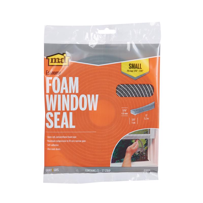 M-D BUILDING PRODUCTS Gray Foam Weather Stripping Tape For Doors and Windows 204 in. L X 0.19 in.