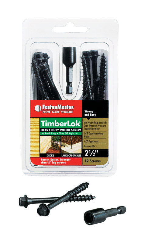 FastenMaster TimberLOK No. 10 X 2.5 in. L Hex Epoxy Coarse Wood Screws 12 pk