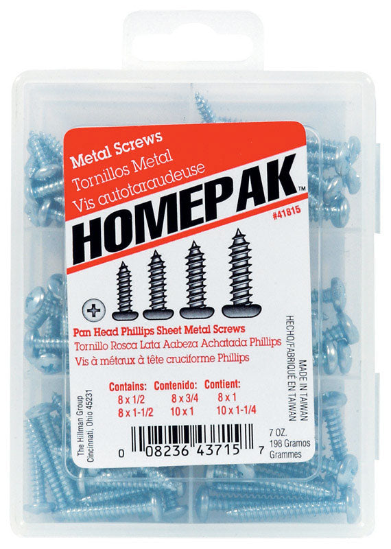 HILLMAN Homepak No. 14 Ga. Phillips Pan Head Sheet Metal Screw Assortment 1 pk