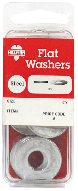 HILLMAN Zinc-Plated Steel 1/4 in. USS Flat Washer 20 pk