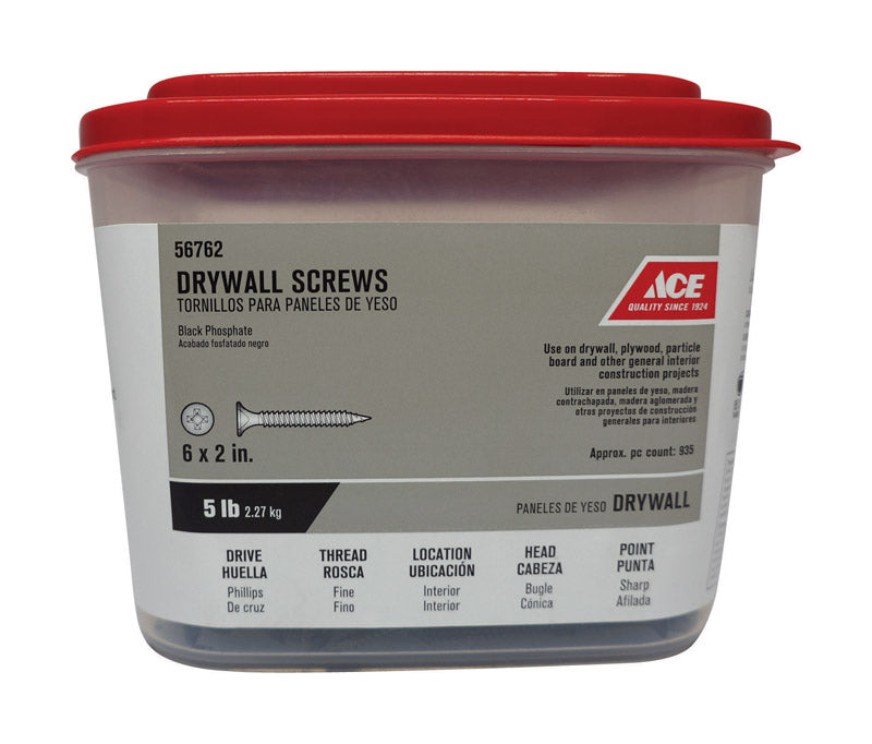 Ace No. 6 wire X 2 in. L Phillips Fine Drywall Screws 5 lb 945 pk