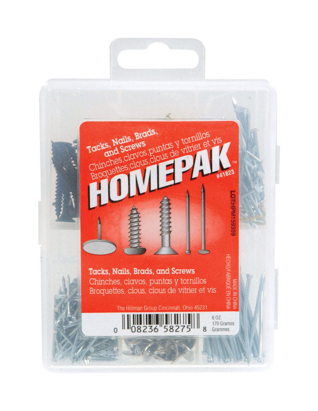 HILLMAN Assorted in. Assorted Steel Assorted Nails, Tacks, Brads and Screws Set Assorted Head