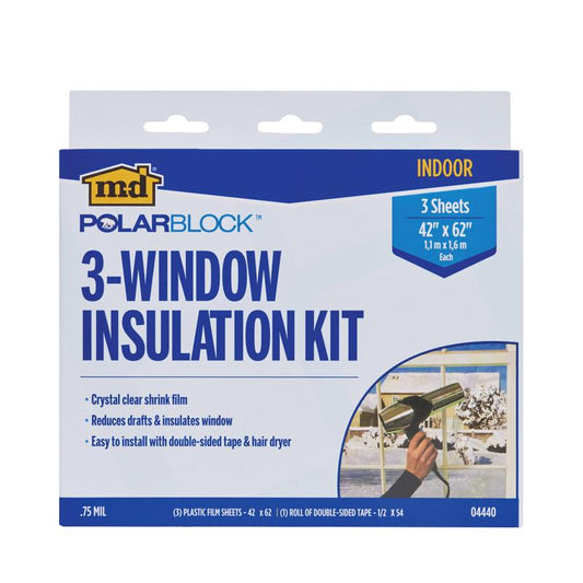 M-D BUILDING PRODUCTS Clear 3-Window Indoor Insulation Kit 42 in. W X 62 in. L