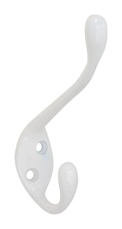 National Hardware White Zinc Decorative Ball Tip Heavy Duty Garment Hook 35 lb. cap. 1 pk