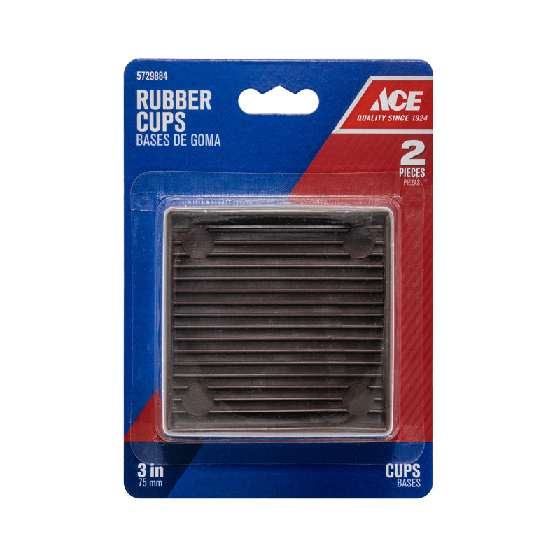 Ace Rubber Furniture Cups Brown Square 3 in. W X 3 in. L 2 pk
