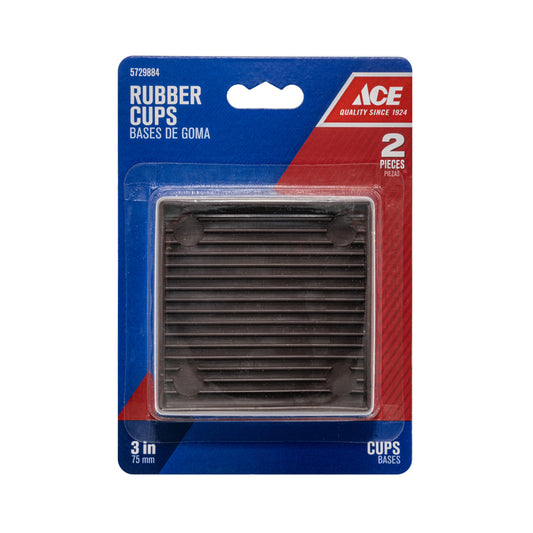 Ace Rubber Furniture Cups Brown Square 3 in. W X 3 in. L 2 pk