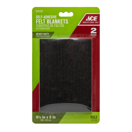 Ace Felt Self Adhesive Blanket Brown Rectangle 4-1/4 in. W X 6 in. L 2 pk