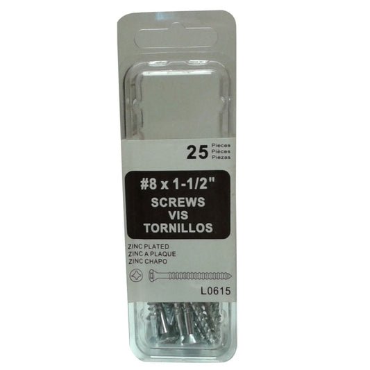 Amerimax No. 8 X 1.5 in. L Zinc-Plated Coarse Wood Screws 25 pk