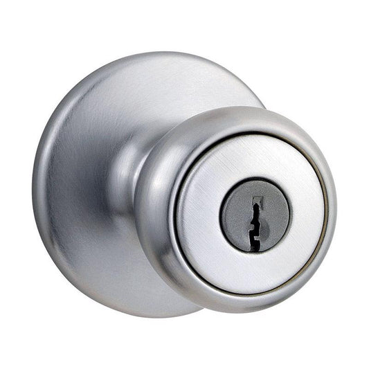 Kwikset Tylo Satin Chrome Entry Door Knob 1-3/4 in.