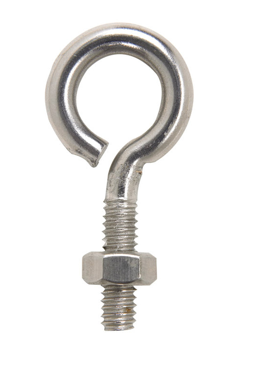 Hampton 1/4 in. X 2 in. L Stainless Stainless Steel Eyebolt with Nut Nut Included