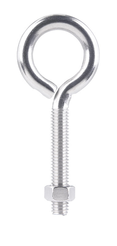 Hampton 3/8 in. X 4 in. L Stainless Stainless Steel Eyebolt Nut Included