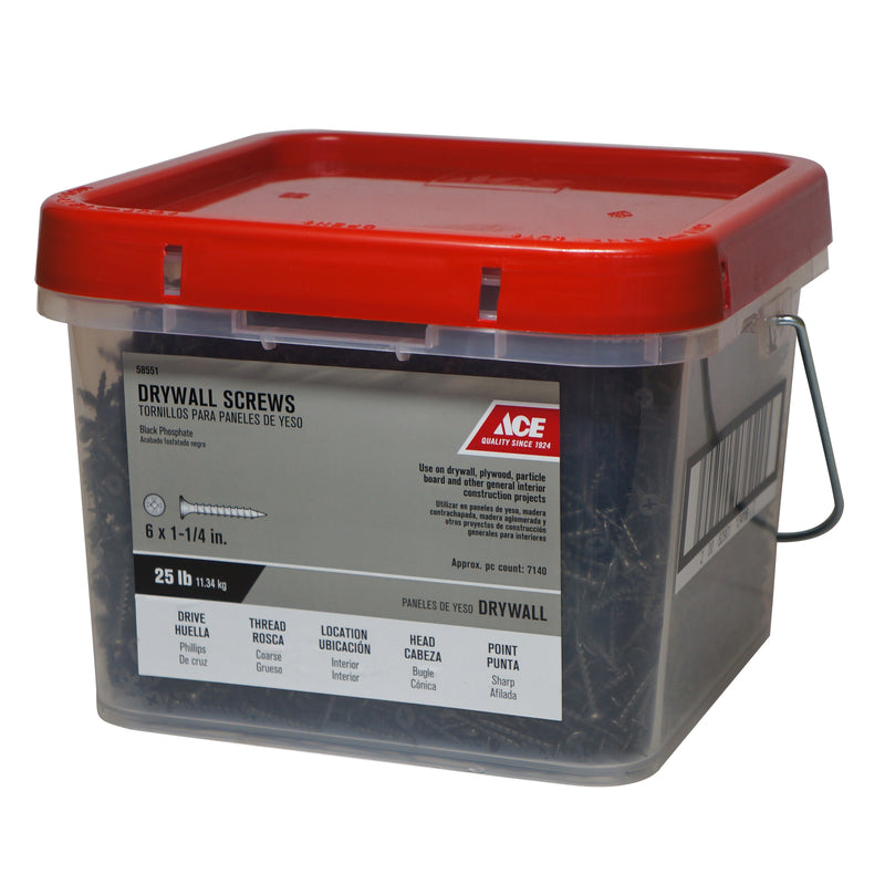 Ace No. 6 X 1-1/4 in. L Phillips Coarse Drywall Screws 25 lb 7125 pk