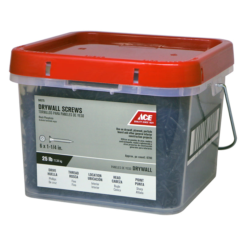 Ace No. 6 X 1-1/4 in. L Phillips Fine Drywall Screws 25 lb 7125 pk