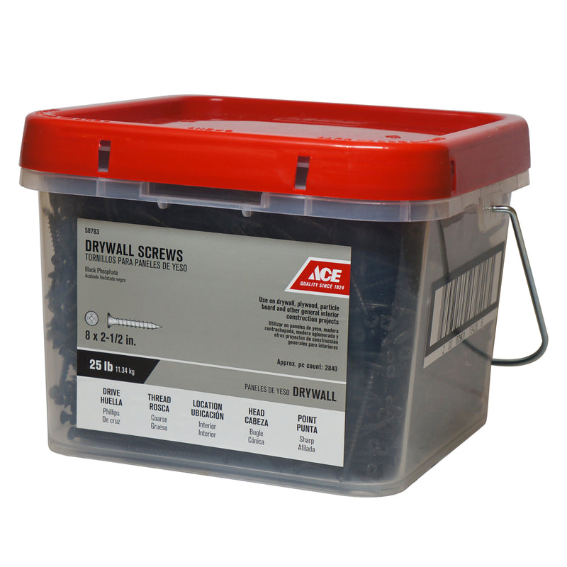 Ace No. 8 X 2-1/2 in. L Phillips Coarse Drywall Screws 25 lb 2750 pk
